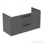 Ideal Standard I. Life B 120x50, 5 cm-es 2 fiókos fali szekrény mosdó és fogantyú nélkül, Quartz grey matt T5514NG (T5514NG)