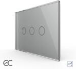 LIVOLO Intrerupator Triplu Cap Scara / Cruce cu Touch LIVOLO din Sticla, Standard Italian - protocol ZigBee EC - culoare gri