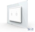 LIVOLO Intrerupator dublu cap scara / cap cruce wireless cu touch Livolo cu rama din sticla, standard Italian - Serie noua