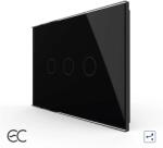 LIVOLO Intrerupator Triplu Cap Scara / Cruce cu Touch LIVOLO din Sticla, Standard Italian - protocol ZigBee EC - culoare negru