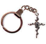 Maria King Rózsa kereszt kulcstartó, ezüst színben (STM-1025-ku)