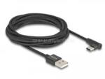 Delock USB 2.0 kábel A-típusú csatlakozódugó - USB Type-C csatlakozódugó, ívelt, 3 m, fekete (DL80033) (DL80033)