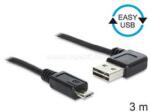 Delock EASY-USB 2.0 -A apa hajlított > USB 2.0 micro-B apa kábel, 3 m (DL83384) (DL83384)