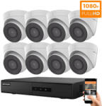 Hikvision 8 dome biztonsági kamerás IP kamera rendszer 2MP Full HD