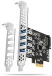 AXAGON USB 3.2 Gen 1 vezérlő kártya PCIe x1 (4x USB-A port) [PCEU-43RS]