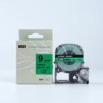 Compatibil Epson HTC9GW, 9mm x 8m, text negru / fundal verde, banda compatibila (HTC9GW)