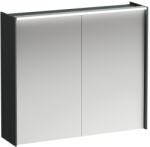 Laufen LANI Tükrös szekrény, 80 cm, 2 ajtóval, vízszintes LED világítással, 2 üveg polccal, 1 dugaljjal, Traffic Szürke H4037621122661 (H4037621122661)