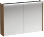 Laufen LANI Tükrös szekrény, 100 cm, 2 ajtóval, vízszintes LED világítással, 2 üveg polccal, 1 dugaljjal, Vad Tölgy H4037921122671 (H4037921122671)