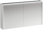 Laufen LANI Tükrös szekrény, 120 cm, 2 ajtóval, vízszintes LED világítással, 2 üveg polccal, 1 dugaljjal, Matt Fehér H4038221122601 (H4038221122601)