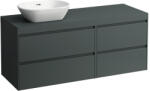 Laufen LANI Moduláris alsószekrény, 140 cm, 4 fiókkal, bal oldalon 80 cm-es 2 fiókos elemmel, jobb oldalon 60 cm-es 2 fiókos elemmel, mosdótartó lap 65 mm vastagsággal, kivágással bal oldalon, . 266 szürke s