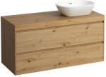 Laufen LANI Moduláris alsószekrény, 120 cm, 2 fiókkal, mosdótartó lap 65 mm vastagsággal, kivágással jobb oldalon, . 267 tölgy felülettel, Vad Tölgy H4065731122671 (H4065731122671)