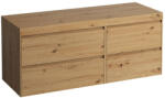 Laufen LANI Moduláris alsószekrény, 140 cm, 4 fiókkal, bal oldalon 80 cm-es 2 fiókos elemmel, jobb oldalon 60 cm-es 2 fiókos elemmel, mosdótartó lap 65 mm vastagsággal, kivágás nélkül, . 267 tölgy felülettel