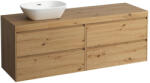 Laufen LANI Moduláris alsószekrény, 160 cm, 4 fiókkal, mindkét oldalon 80 cm-es 2 fiókos elemmel, mosdótartó lap 65 mm vastagsággal, kivágással bal oldalon, . 267 tölgy felülettel, Vad Tölgy H4065921122671 (