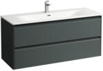 Laufen PALACE Kombi csomag 120 cm, vékony mosdó alsószekrénnyel, 2 fiókkal, fiók rendezővel együtt. Hagyományos vagy helytakarékos szifonnal H894240 szerelhető. , egy csaplyuk, középen, Traffic Szürke H86170