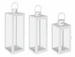 Bizzotto Set 3 felinare metal alb Azenor 10x10x22.5 cm, 14x14x39.5 cm, 18x18x50.5 cm (0141516)