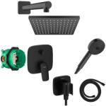 Hansgrohe Set de duș, Hansgrohe, cu baterie Logis, pălărie Vernis Shape 230 și pară de duș, cot racord și furtun, negru mat (26405670+26281670+71405670+01800180+26887670+28276670+24110670)
