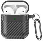  AirPods 1/2 tartó - Carbon mintás fekete, karabinerrel - tokgalaxis