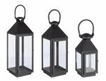 Bizzotto Set 3 felinare metal negru Lucinda 11x10x25 cm, 15.5x15x40 cm; , 19.5x19x55 cm (0141518)