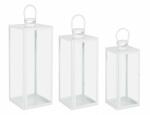 Bizzotto Set 3 felinare metal alb Lior 17x16x40.5 cm, 22x21x53.5 cm, 26x25x65 cm (0141511)