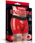 Lovetoy Boxeri Chic Strap-On Ingen Unisex, Wetlook, Rosu, XS/S