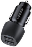 VEGER 2 USB szivargyújtós töltő 17w (fekete)