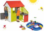 Smoby Set căsuţă Pretty Nature Smoby cu bucătărie de vară și pistă de apă AquaPlay cu barcă cu container și 2 bărcuțe de la 24 de luni (SM810713-31) Casuta pentru copii