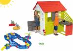 Smoby Set căsuţă Pretty Nature Smoby cu bucătărie, pistă de apă AquaPlay SuperSet cu baraj cu pompă şi 2 vapoare de la 24 luni (SM810713-34) Casuta pentru copii