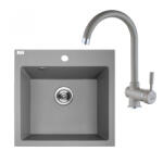 Laveo ALENA szürke szett álló csappal, helytakarékos szifonnal (SRAA_510T) - mosibolt