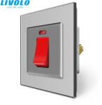 LIVOLO C772PS LIVOLO 102 kétsarkú-kétpólusú villanykapcsoló, 2 modul, 250V, 20AX, ezüst kristályüveg (C772PS)