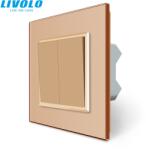 LIVOLO C77K22G LIVOLO 102 dupla kétpólusú arany üvegkeretes villanykapcsoló (C77K22G)