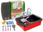 LEAN Toys Set chiuveta cu aragaz si robinet de jucarie, pentru copii, cu 14 accesorii, LeanToys, 2584 (GM104975) Bucatarie copii