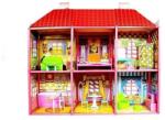  Casuta de papusi, jucarie pentru fetite, vila cu etaj si mobilier, LeanToys (GM104097) Casuta papusi