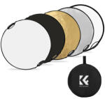 K& F Concept 5in1 derítőlap, reflektor fogantyúval + hordtáska 110cm (fehér, fekete, arany, ezüst, transparens) (KF-18-0006)
