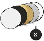 K& F Concept 5in1 derítőlap, reflektor fogantyúval + hordtáska 80cm (fehér, fekete, arany, ezüst, transparens) (KF-18-0005)