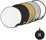 K& F Concept 5in1 derítőlap, reflektor, fogantyúval + hordtáska 60cm (fehér, fekete, arany, ezüst, transparens) (KF-18-0004)