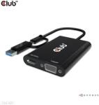 Club 3D Splitter video Club3D CSV-1611, USB C/A, Dual HDMI 4K 30Hz, VGA 1080 60 Hz (Negru) (CSV-1611)