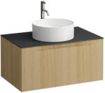 Laufen ARUN Fiókos elem 800, 1 fiókkal, kivágással középen, Ardesia Nera felülettel csaplyuk kivágással, Világos Tölgy H4151051512501 (H4151051512501) - szaniteresklimacenter