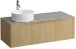 Laufen ARUN Fiókos elem 1200, 1 fiókkal, kivágással bal oldalon, Piasentina Grigio felülettel csaplyuk kivágással, Világos Tölgy H4161261512501 (H4161261512501)