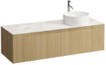 Laufen ARUN Fiókos elem 1400, 2 fiókkal, kivágással jobb oldalon, Botticino Crema felülettel csaplyuk kivágással, Világos Tölgy H4171371512501 (H4171371512501)