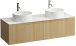 Laufen ARUN Fiókos elem 1400, 2 fiókkal, kivágással jobb és bal oldalon, Botticino Crema felülettel csaplyuk kivágással, Világos Tölgy H4171391512501 (H4171391512501)