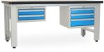 Rauman Műhelyasztal Solid MDF-23, 210 cm, 2x függő doboz, fekete