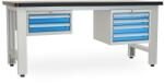 Rauman Műhelyasztal Solid MDF-24, 210 cm, 2x függő doboz, fekete