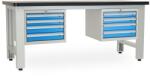 Rauman Műhelyasztal Solid MDF-44, 210 cm, 2x függő doboz, fekete