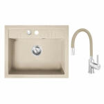 FERRO Set chiuveta granit Ferro , o cuva 58x48, nisip cu baterie flexibila Ferro bej (DRGM1/48/58SA+BZA4S)