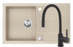 FERRO Set Chiuveta Ferro Mezzo II 1 Cuva si Picurator 780x480 mm, nisip si Baterie Ferro Zumba Nero - baterie stativa bucatarie cu pipa flexibila (DRGM48/78SA+BZA4BLB)