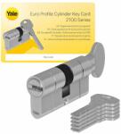 Yale Cilindru de siguranță / urgență cu buton Yale Seria 2100, 30x40 mm, 10 pini, nichelat, 5 chei cu amprentă (10-2103-3040-CK-2201)