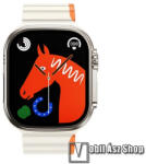 Hoco AS102 okosóra loop szilikon szíj - szilikon, mágneses, bordázott mintás - FEHÉR / NARANCSSÁRGA - APPLE Watch Series 1/2/3 42mm / 4/5/6/SE 44mm / 7/8/9 45mm / Ultra / Ultra 2 49mm - AS102_W_42_44_45_49