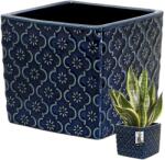 KOTARBAU Ghiveci ceramic vintage pentru flori plante 13x13 cm - Culoare cobalt (R056)