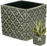 KOTARBAU Ghiveci ceramic vintage pentru flori plante 13x13 cm - Culoare verde închis (R054)