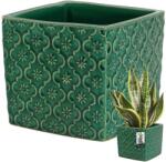 KOTARBAU Ghiveci ceramic vintage pentru flori plante 13x13 cm - Culoare cobalt (R055)
